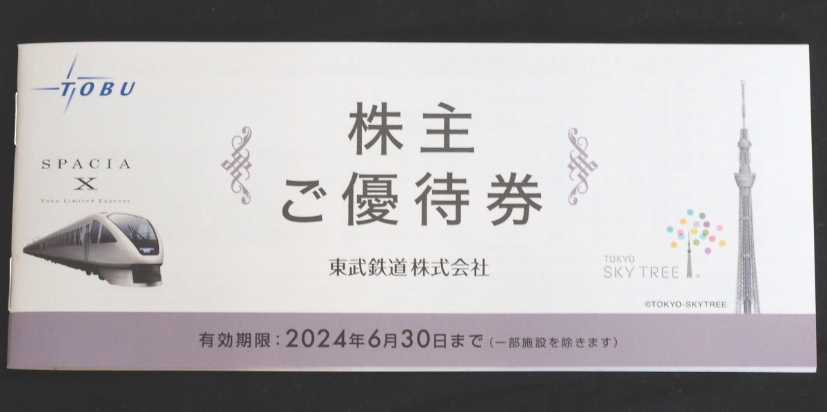 東武鉄道株主優待券　一冊　東武動物公園　スカイツリー　ワールドスクエア　他　2024,6,30_画像1