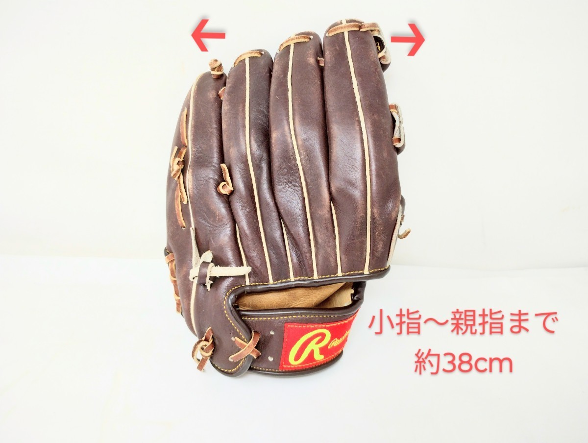 U136【中古】Rawlings 野球グローブ/The Finest In The Field/サイズ RG-43M？/高校生が使用/軟式野球/ローリングス/茶/右/スポーツ用品_画像1