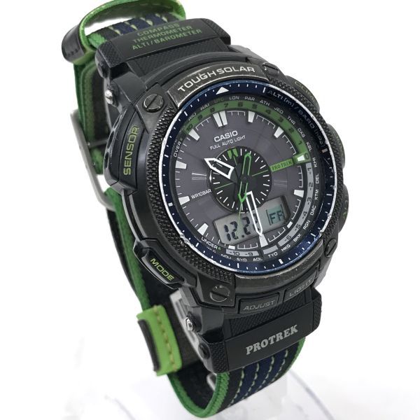 CASIO カシオ PROTREK プロトレック 腕時計 PRG-500G ソーラー タフソーラー アナデジ デジアナ カレンダー グリーン ブラック 動作確認済_画像3