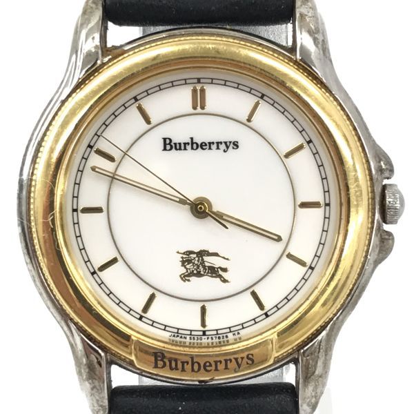 BURBERRYS バーバリー 腕時計 5530-F52312 クオーツ アナログ ラウンド ブラック ゴールド おしゃれ コレクション 電池交換済 動作確認済_画像1