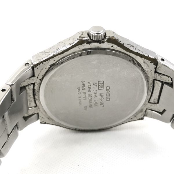 CASIO カシオ ARGENT エージェント 腕時計 クオーツ ARG-107 ホワイト シルバー カレンダー シンプル ラウンド 新品電池交換済 動作確認済_画像5