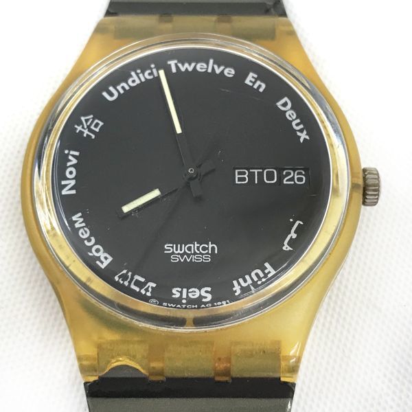 Swatch スウォッチ 腕時計 クオーツ コレクション コレクター おしゃれ ブラック ボーダー 個性的 スケルトン カレンダー 軽量 ケース付き_画像1
