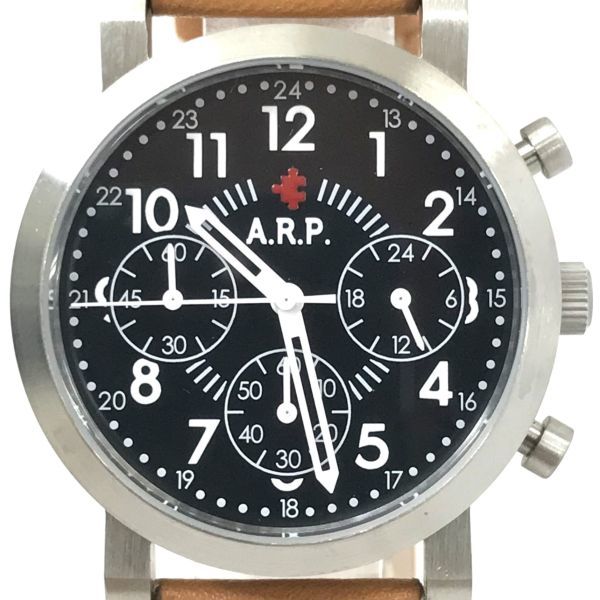 新品 A.R.P. エーアールピー 腕時計 ARP211-SBLLB クオーツ アナログ ラウンド ブラック ブラウン クロノグラフ おしゃれ 動作確認済み_画像1