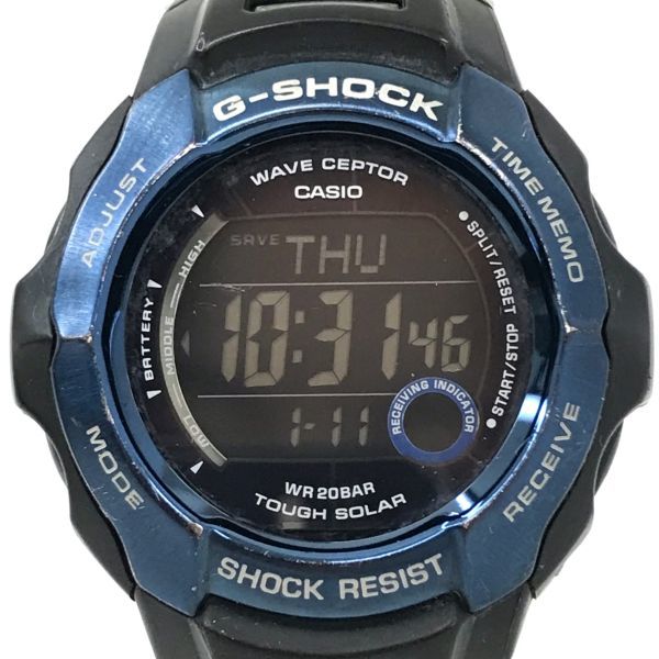 CASIO カシオ G-SHOCK ジーショック TheG BLACK FORCE 腕時計 GW-700BDJ-2 電波ソーラー タフソーラー デジタル ラウンド ブラック ブルー_画像1