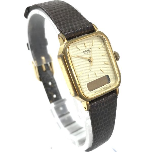 SEIKO セイコー 腕時計 E029-5140 クオーツ アナログ スクエア ゴールド ブラウン ヴィンテージ コレクション ウォッチ おしゃれ 3針 上品_画像4