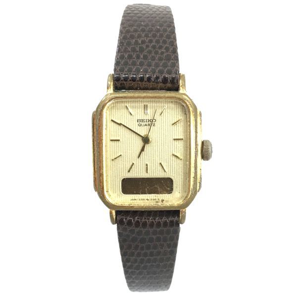 SEIKO セイコー 腕時計 E029-5140 クオーツ アナログ スクエア ゴールド ブラウン ヴィンテージ コレクション ウォッチ おしゃれ 3針 上品_画像2
