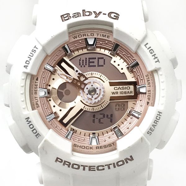 CASIO カシオ Baby-G ベビーG ベイビージー BA-110-7A1 腕時計 クオーツ アナデジ カレンダー ホワイト ピンク 新品電池交換済 動作確認済_画像1