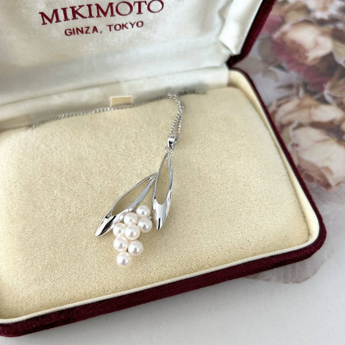 ミキモト MIKIMOTO あこや真珠 パールネックレス 美品 シルバー_画像1