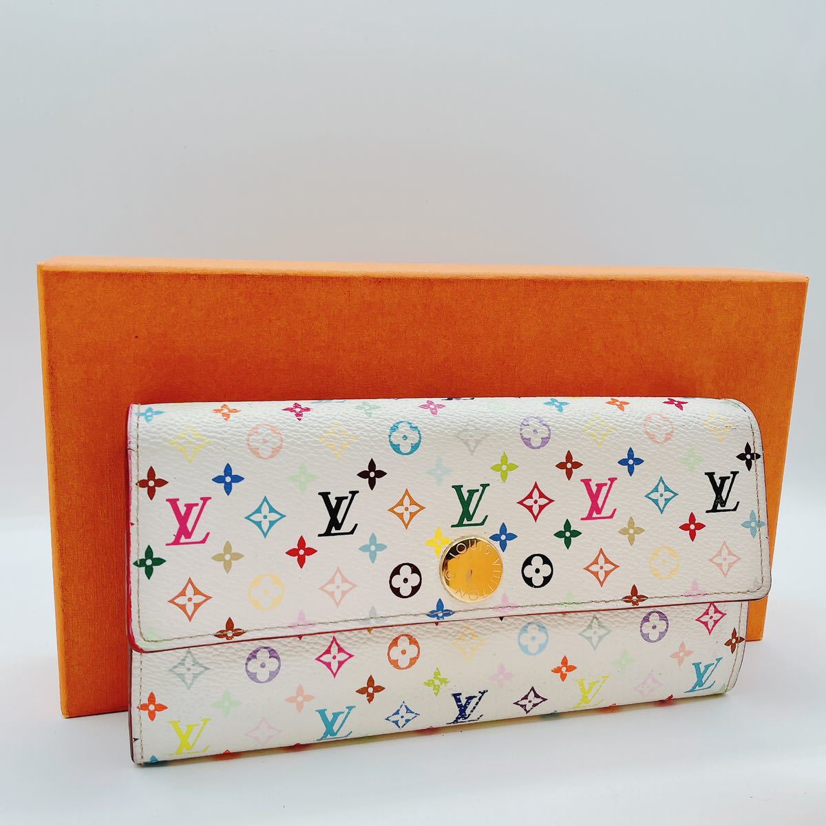 A_4118【美品】LOUIS VUITTON ルイヴィトン モノグラム マルチカラー　ブロン　 ポルトフォイユ サラ 長財布 二つ折り財布　#M93744#CA1172_画像1