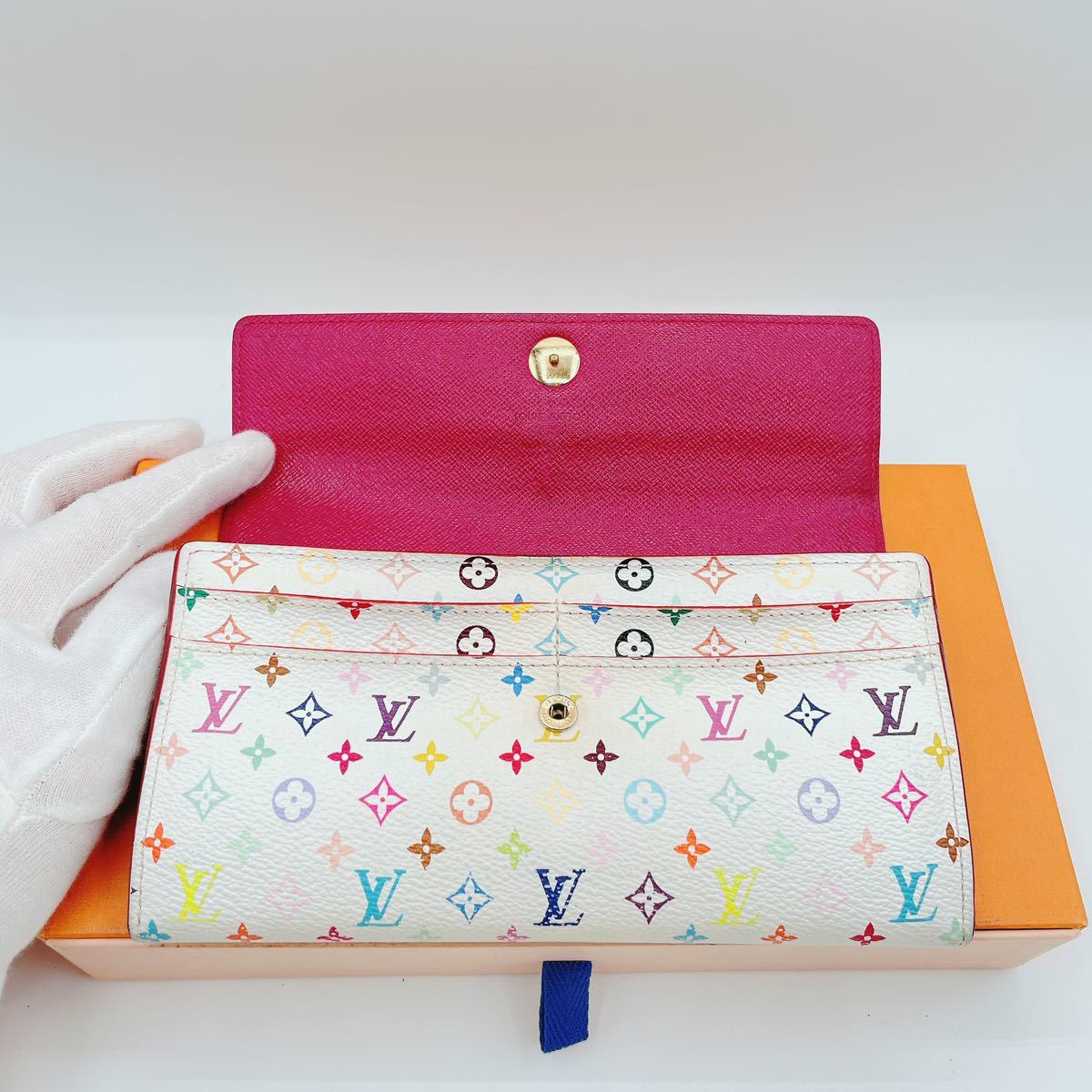 A_4118【美品】LOUIS VUITTON ルイヴィトン モノグラム マルチカラー　ブロン　 ポルトフォイユ サラ 長財布 二つ折り財布　#M93744#CA1172_画像3