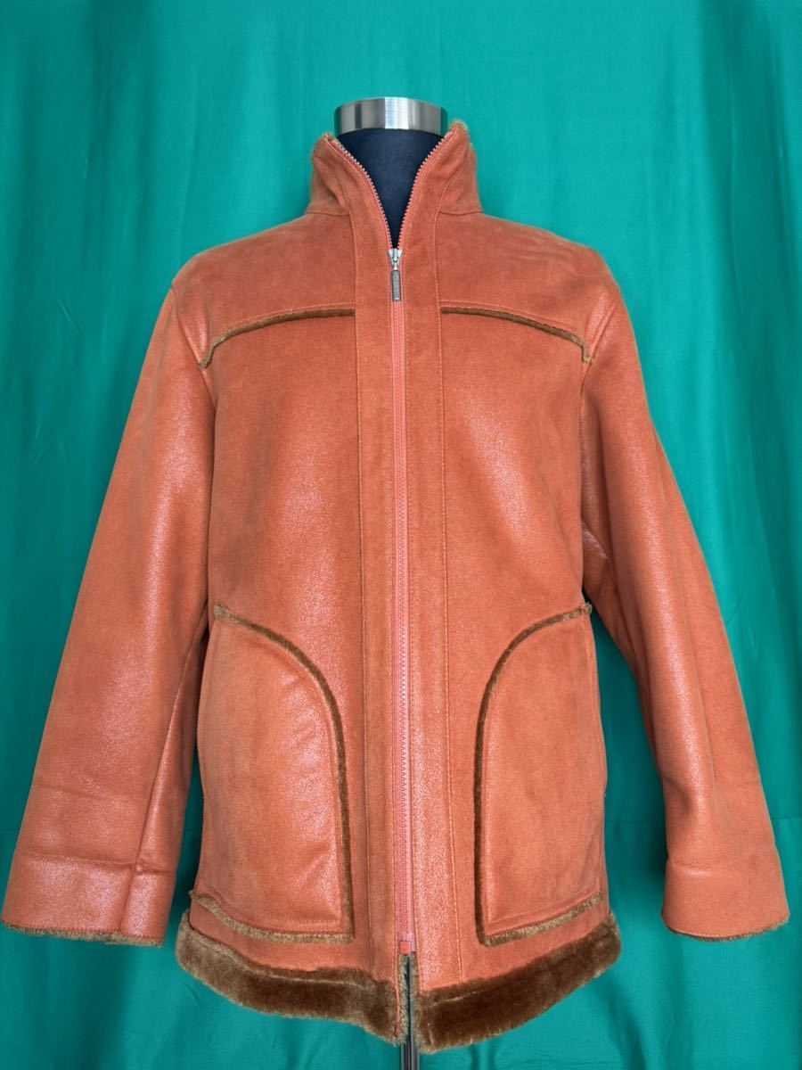 Nazareno Gabrielli ナザレノ・ガブリエリ　コート ジャケット ブルゾン　オレンジ　ファー　サイズ48 Mサイズ相当_画像1