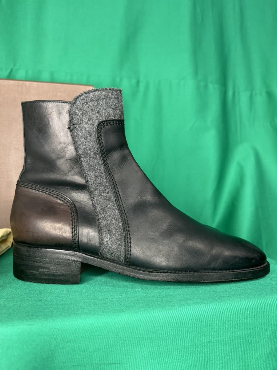 LOUIS VUITTON ルイ・ヴィトン　黒　ブラック　チャコール　カーフ　グレー　ウール　ショートブーツ　25㎝　サイズ6 ファスナー　靴 _画像4