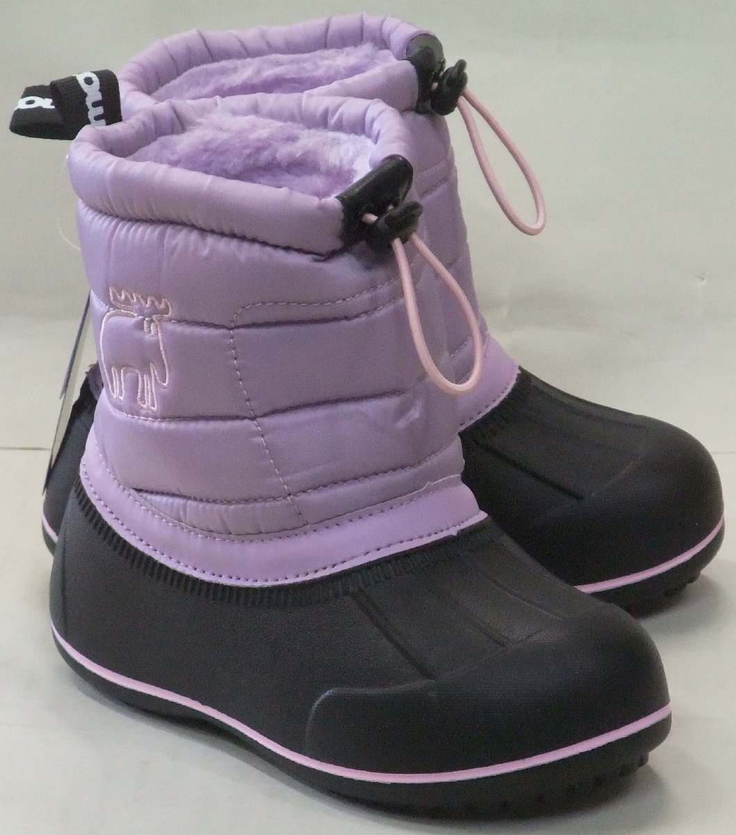 Бесплатная доставка Moz Moz Mz-8209 Водонепроницаемые зимние ботинки Lavender 19 см. Детские легкие снежные сапоги Boa Mokomoko теплые спецификации страны снега