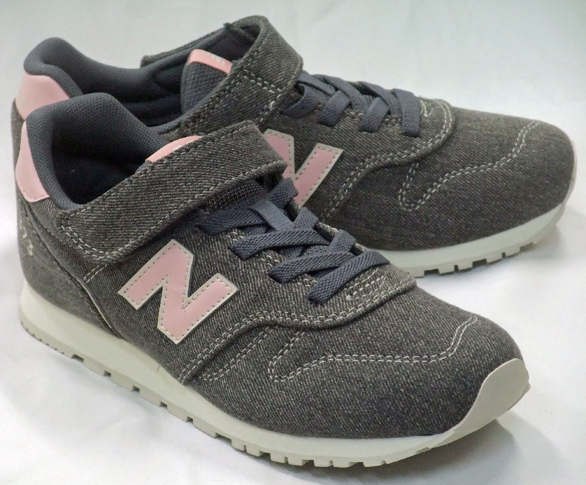 送料無料 new balance ニューバランス YV373 DC2 グレーデニム/ピンク 18.5cm キッズ クラシックスタイル ジュニア スニーカー_画像1