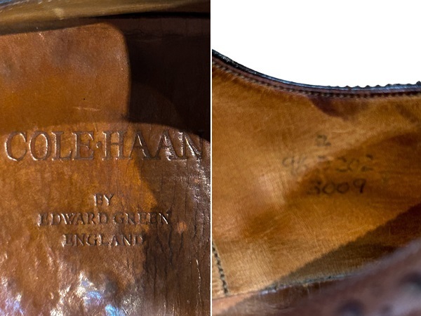  superior article rare EDWARD GREEN Edward Green ×COLE HAAN Cole Haan full blow g wing chip 1990 period old factory Britain made UK9.5D 28cm leather shoes 