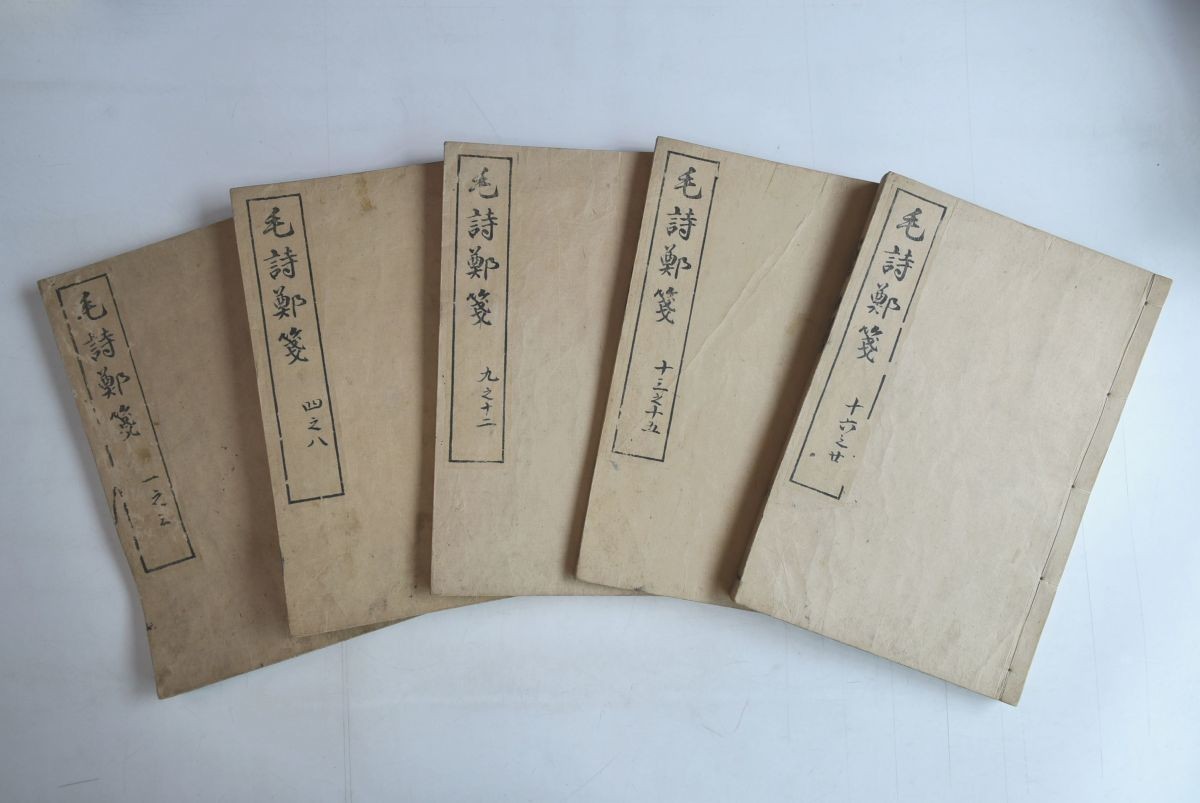 『4年保証』 656007「毛詩鄭箋 全20巻(5冊)揃」丸屋市兵衛 今村八兵衛 風月荘左衛門 寛延2年 アート写真