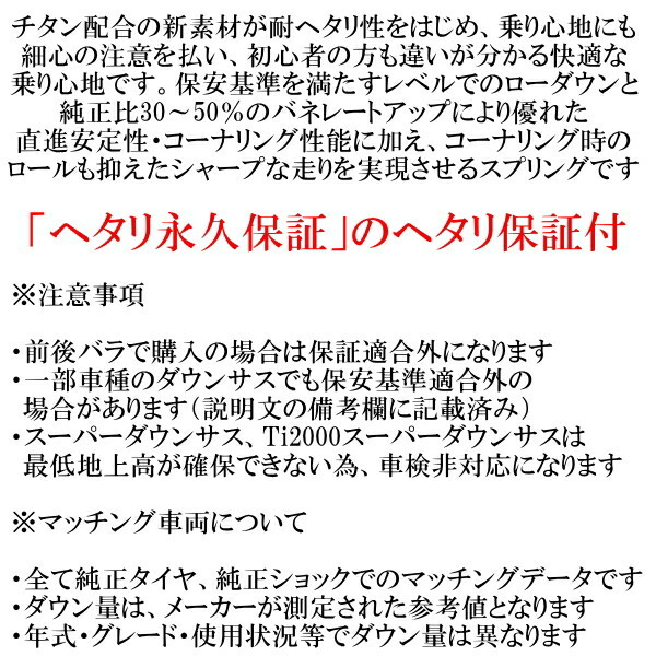 RSR Ti2000ダウンサス前後セット GG3Pアテンザセダン23Eラグジュアリーパッケージ H14/5～H19/12_画像2