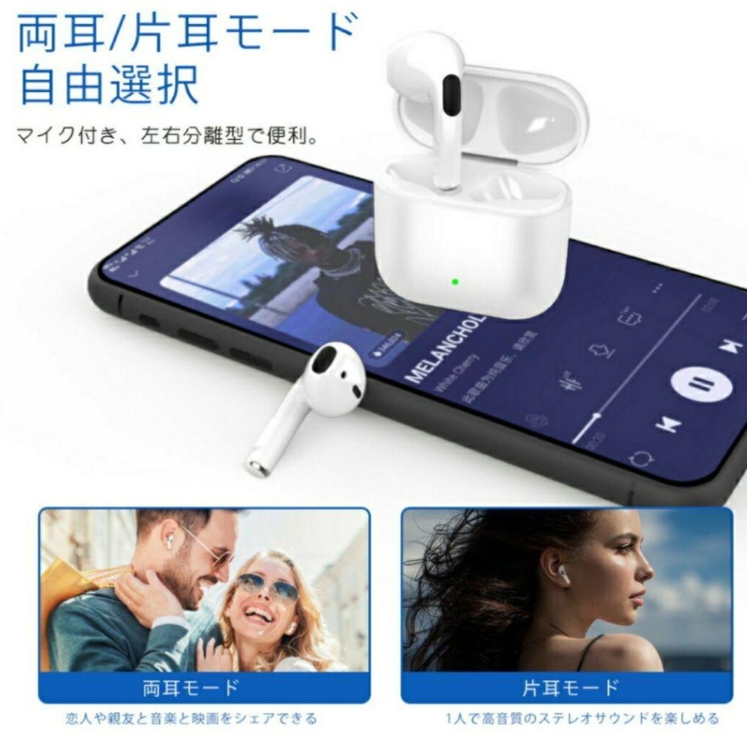 ワイヤレスイヤホン イヤホン 2024年最新版 Bluetoothイヤホン ワイヤレスヘッドホン 重低音 箱付き オーディオ ミュージック 音楽 の画像5
