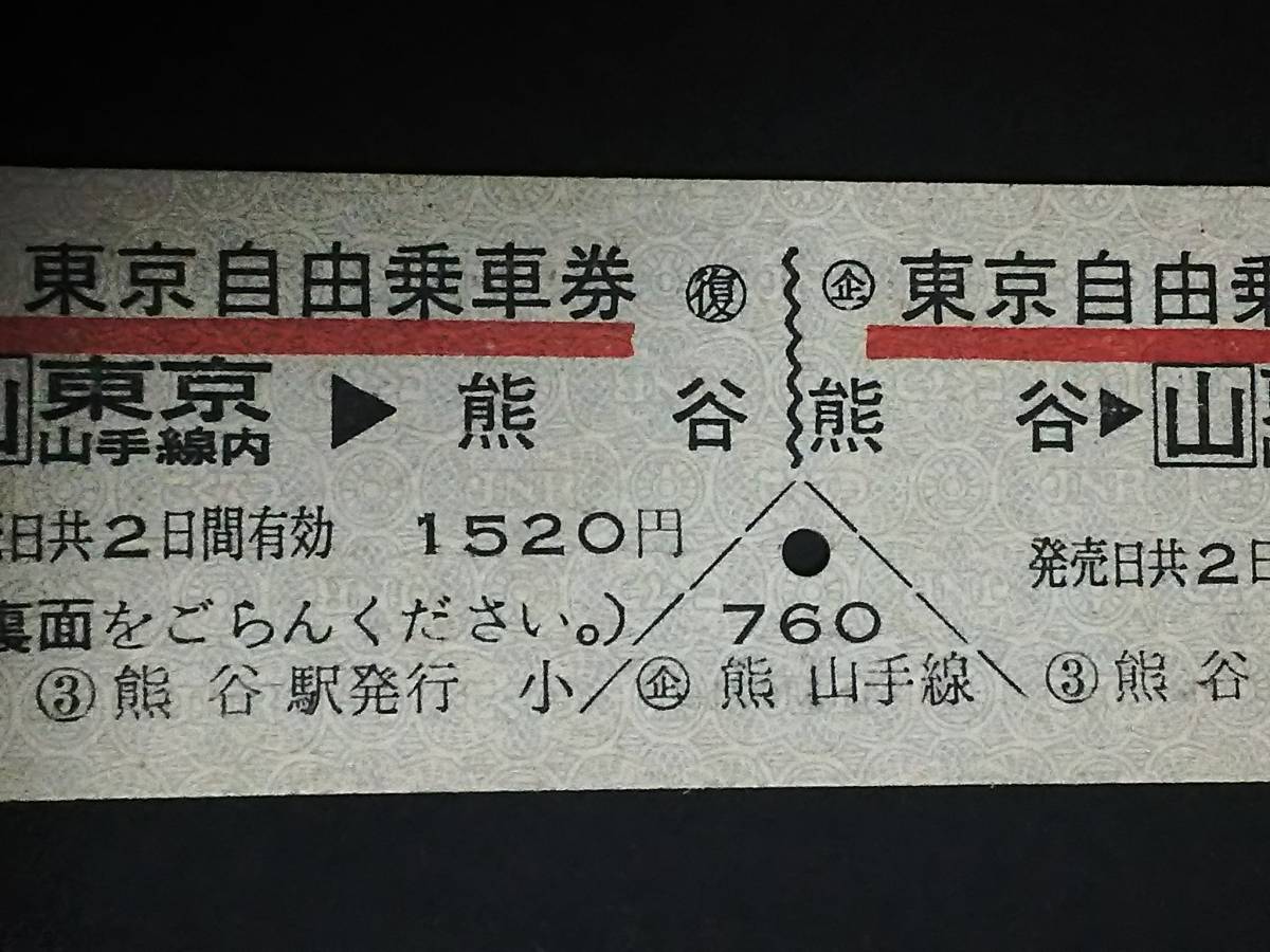 【[企画券] 東京自由乗車券(D型)】　熊谷⇔東京山手線内　S56.12.27_画像2