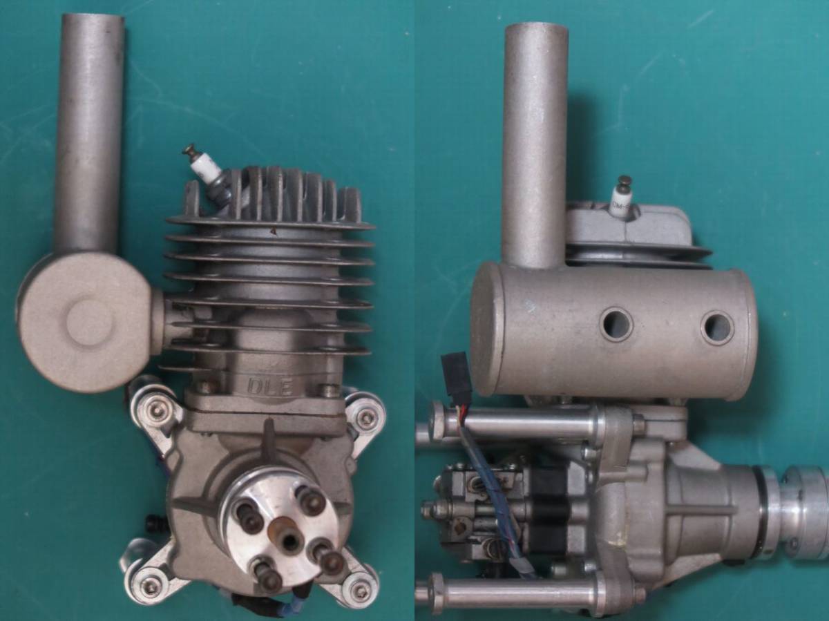 OK Model　DLE-55 ガソリンエンジン （中古品）_標準マフラー接続状態
