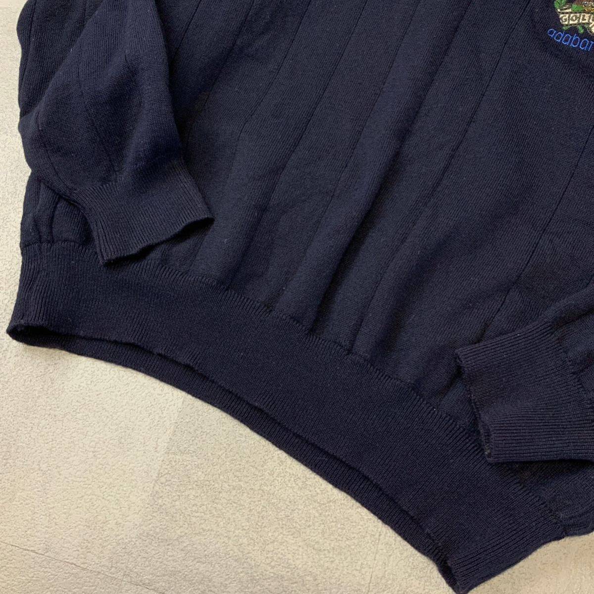 adabat golf アダバットゴルフ vネック 刺繍ロゴ ウールニット 長袖 セーター メンズ Vサイズ XL ネイビー 大きいサイズ_画像4