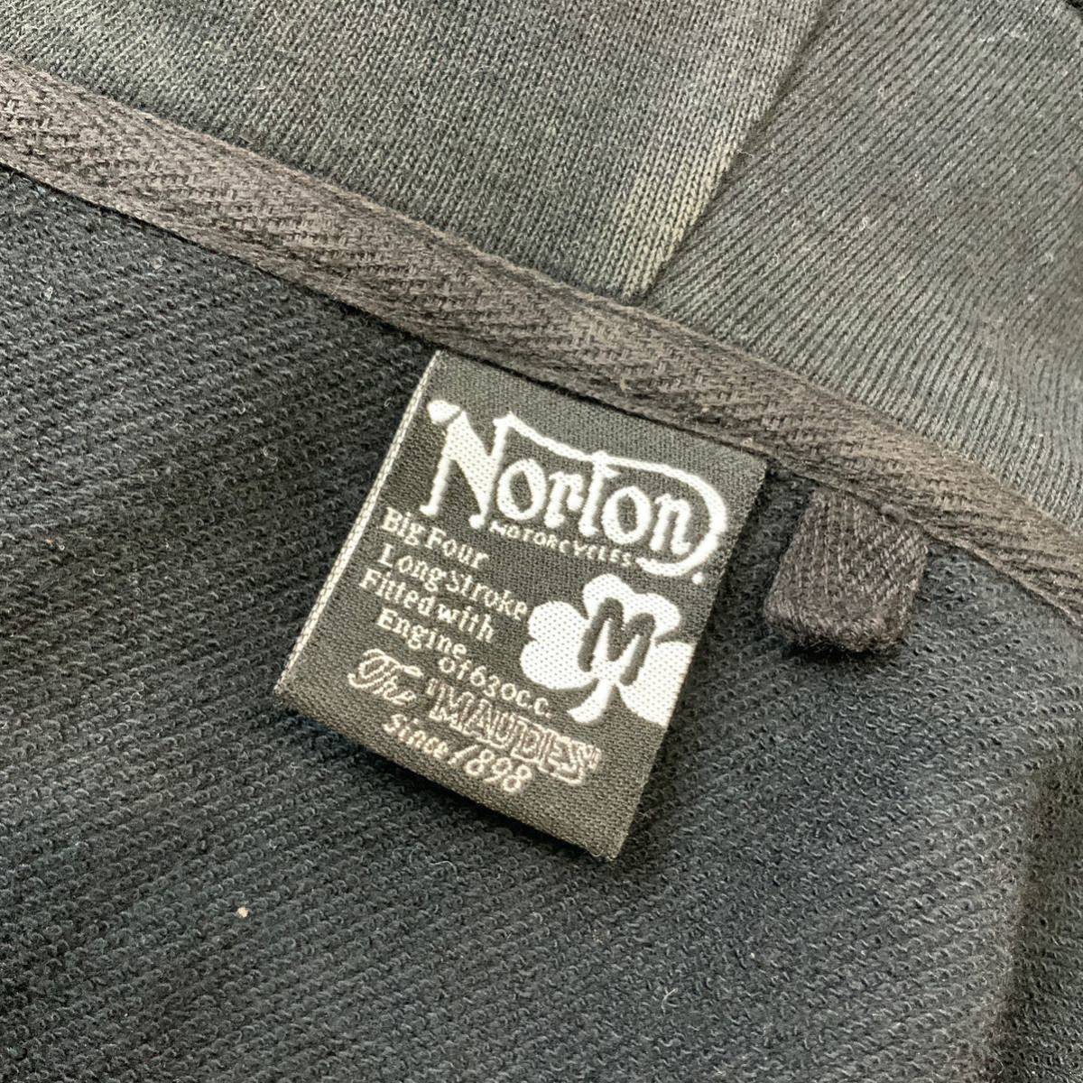 NORTON ノートン ビッグロゴ フルジップ パーカー メンズ Mサイズ ブラック バイカーの画像8
