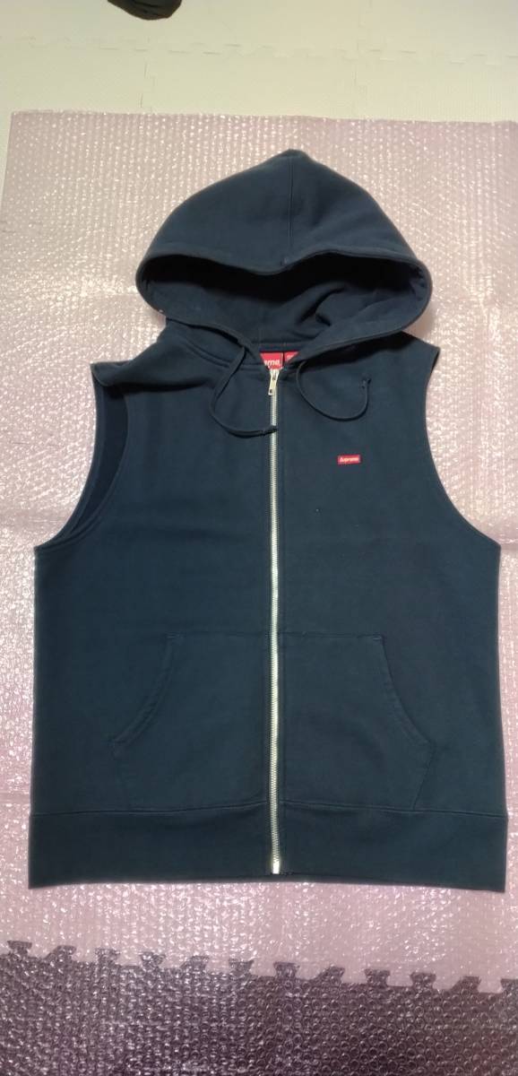 SUPREME　small　BOX　LOGO　parka　シュプリーム　スモール　ボックス　ロゴ　ノースリーブ　パーカー　ベストvest　navy　ネイビー　S