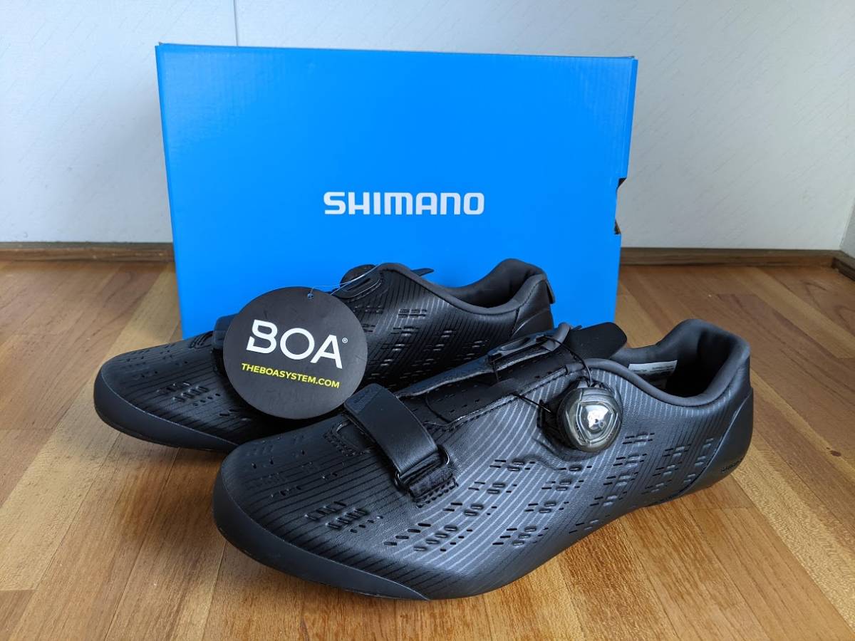 未使用品　SHIMANO（シマノ） RP9（SH-RP901）サイズ：41E（25.5cm）WIDE　カラー：ブラック SPD-SL　■クリート・クリートカバー付_画像1