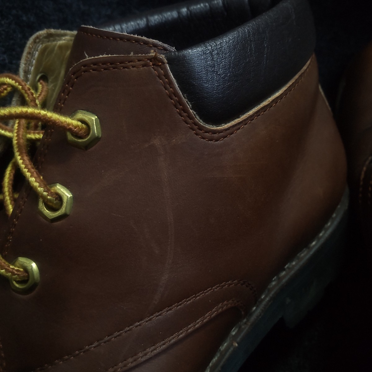 LEVIS別注 安藤製靴 本革ワークブーツ 約27cm ノルウィージャン製法 VIBRAM ビブラムソール リーバイス ヴィンテージ ブーツ プレーントゥ_画像5