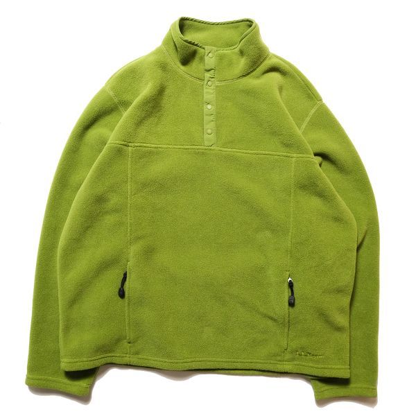 【オンラインショップ】 00年代 ポーラテック ロゴ刺繍入り ポケット付 黄緑系 (XL) フリースジャケット プルオーバー LLビーン 00's 旧タグ L.L.Bean オールド 男性用