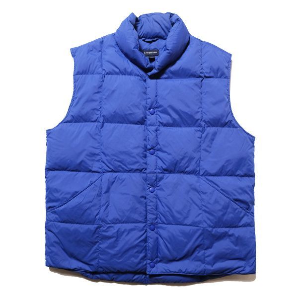 00\'s Ran z end nylon down vest blue (L) blue Goose down 00 period old tag Old outdoor LANDS\'END