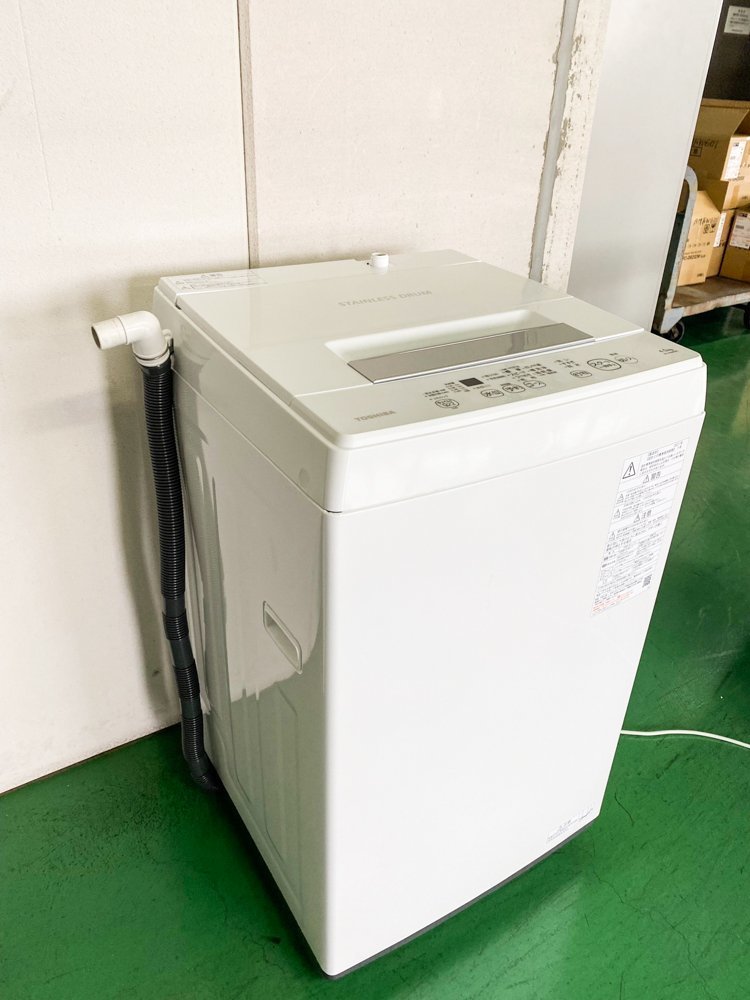 （M）直接引き取りのみ　美品　2021年製　東芝 全自動洗濯機 4.5kg ピュアホワイト AW-45M9 幅51.5㎝ ステンレス槽 槽洗浄・槽乾燥 縦型_画像3