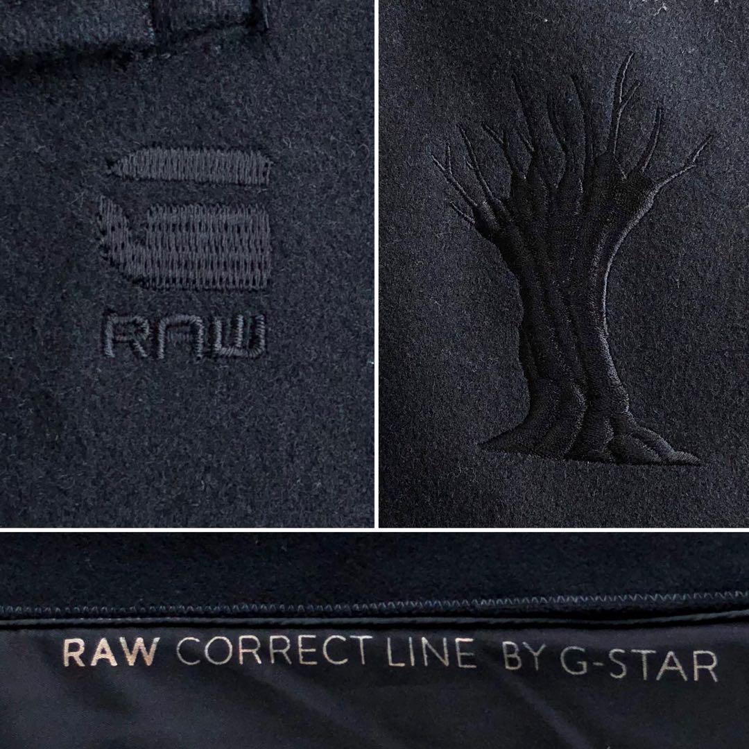 ジースターロゥ【超希少サイズ XL】G-STAR RAW RAW CORRECT LINE ピーコート Pコート ブラック 黒 ウール 刺繍 キルティング ダブル_画像9