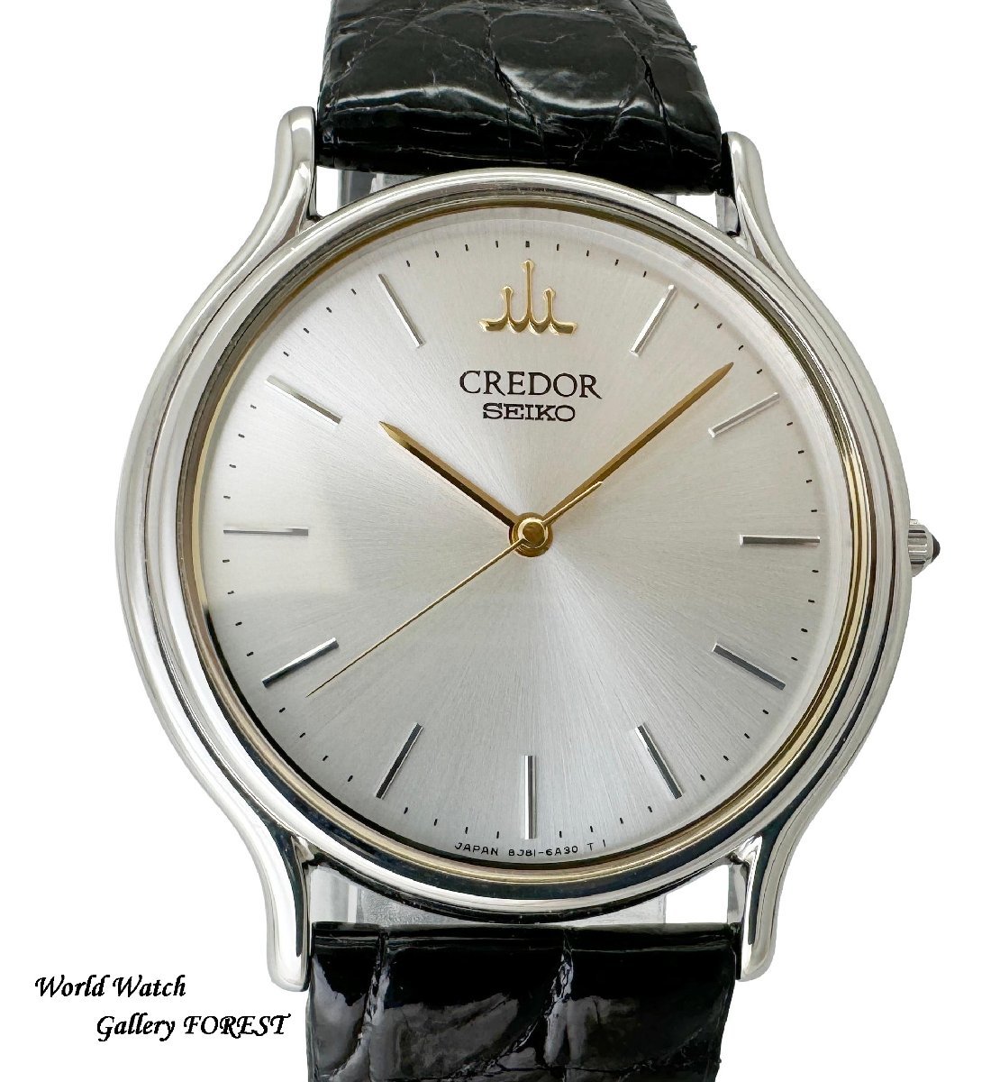 【CREDOR クレドール☆8J81-6A30】GCAR011 セイコー SEIKO クオーツ 中古 メンズ腕時計 SS × レザー シルバー文字盤☆Aランク☆