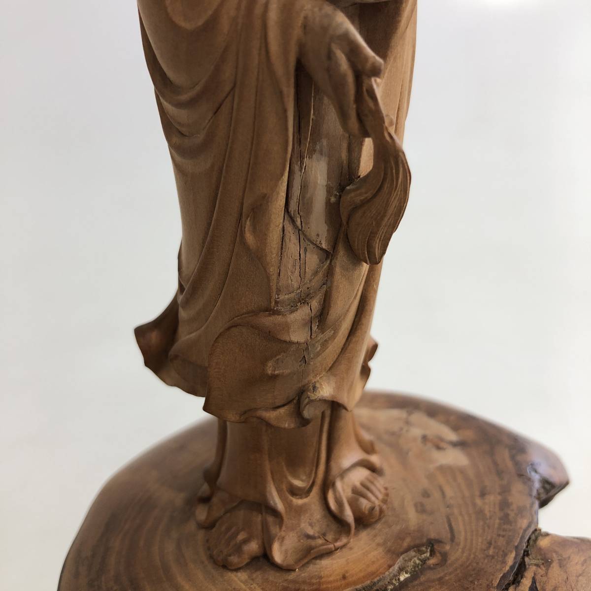 HB9375　観音菩薩像 仏像 木製 高さ約22cm 置物 彫刻 木彫り_画像7