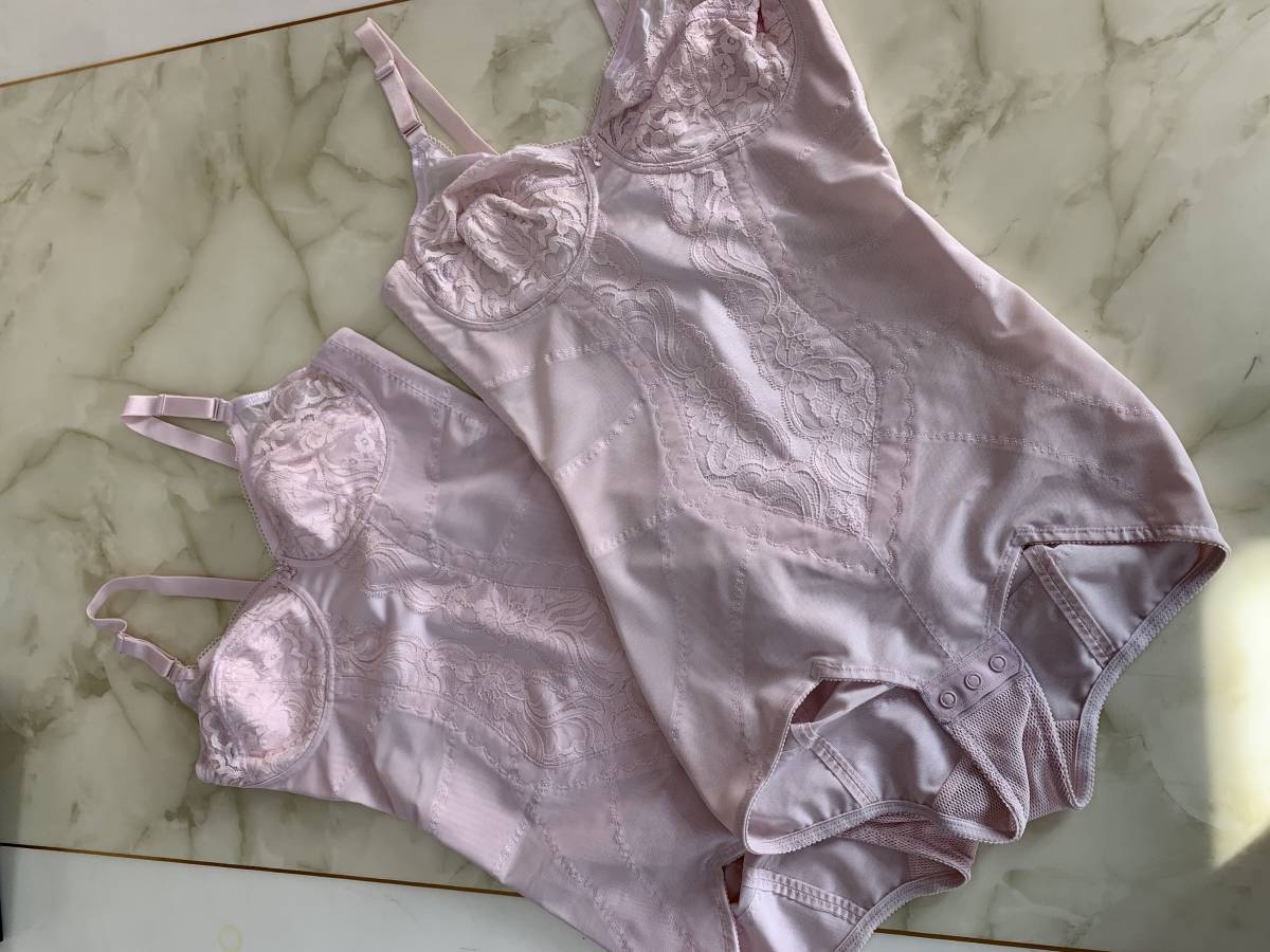 Y1823 body suit D80L same color 2 sheets set pink series ceramic fiber largish size body type correction . integer underwear unused goods 