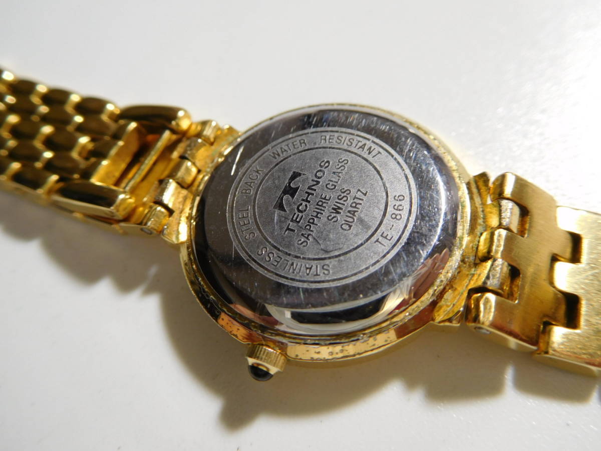  Tecnos. наручные часы женский кварцевый натуральный бриллиант Gold 