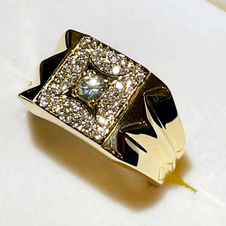 ☆K18 ダイヤ0.27ct&0.42ct付きメンズリング☆_画像5