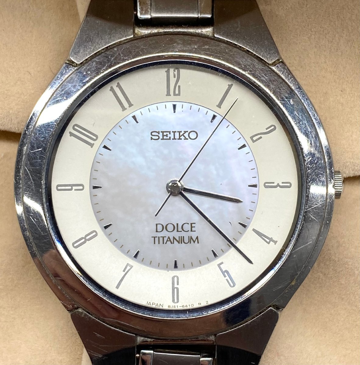 不動品 SEIKO DOLCE 8J41-6180 セイコー ドルチェ クオーツ シェル文字盤 シルバーカラー ステンレス 腕時計_画像1