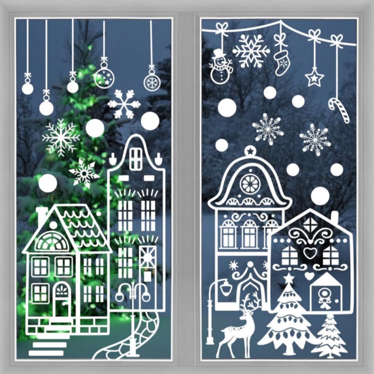 【未使用品】クリスマス ウォールステッカー 窓ステッカー ホワイト 40×70㎝　4枚