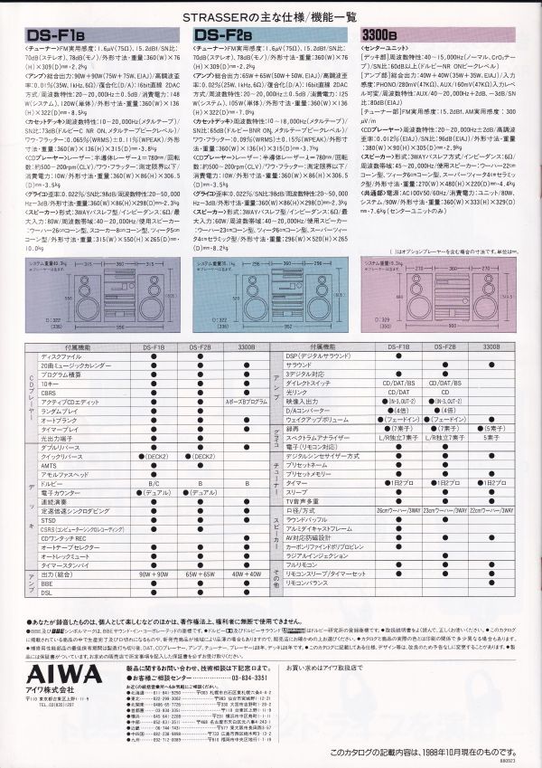 ☆カタログ　AIWA　STRASSER DS-F1B/DS-F2B/3300B ミニコンポ　C4694_画像5