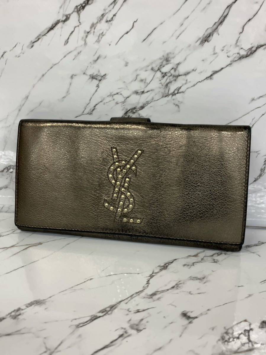 YVES SAINT LAURENT イヴ・サンローラン 長財布 ブロンズゴールド ブランド品_画像1