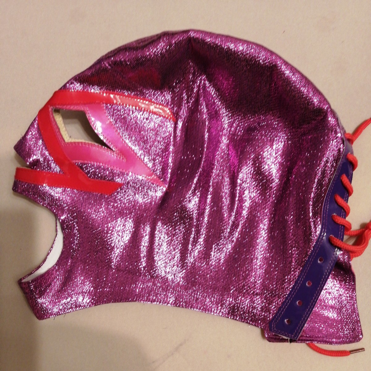 ビジャーノ3号　紫ラメ　試合用マスク　旧ラメの輝き　メキシカンマスク伝説　タイガーマスク_画像3
