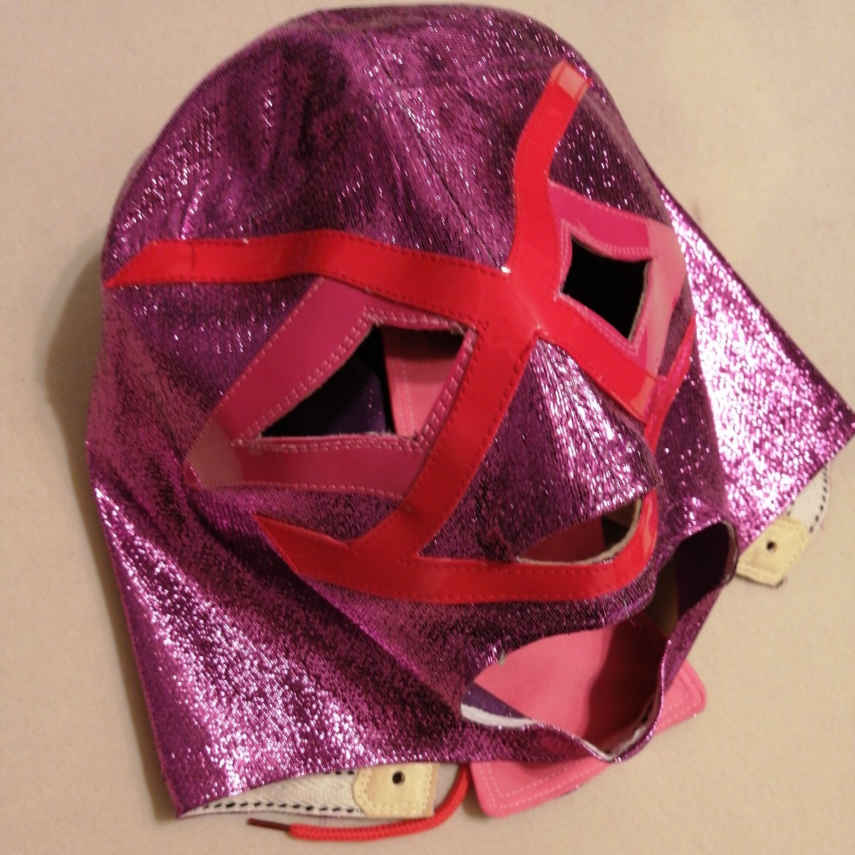 ビジャーノ3号　紫ラメ　試合用マスク　旧ラメの輝き　メキシカンマスク伝説　タイガーマスク_画像2