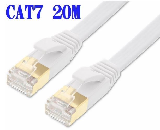■送料無料■CAT7 20m LANケーブル ホワイト 10G　10ギガ対応 薄型 コネクタ　接続部金メッキ仕様 _画像1