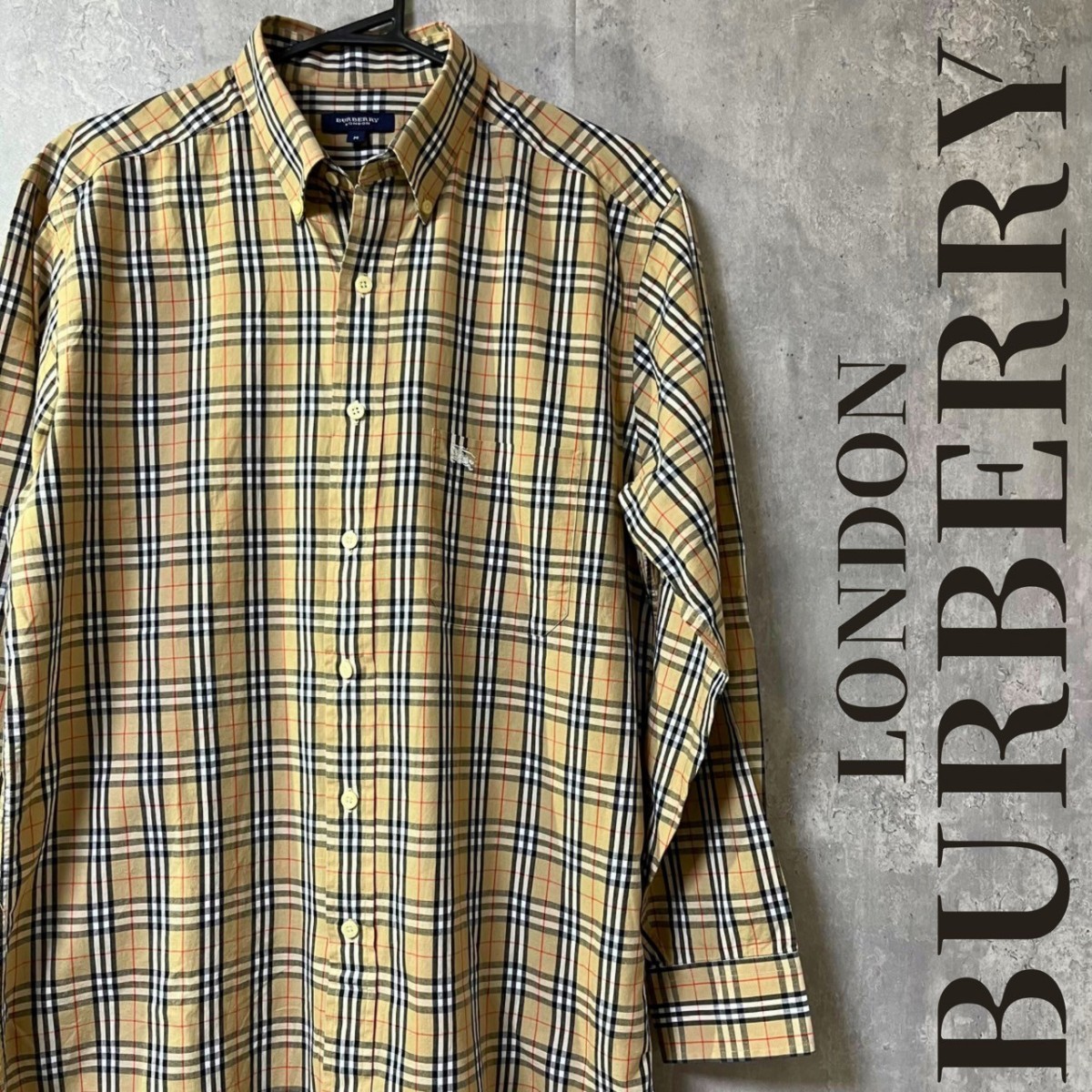 美品 高級ライン【BURBERRY LONDON バーバリー ロンドン】ノバチェックシャツ L～XLサイズ相当 長袖シャツ ボタンダウン