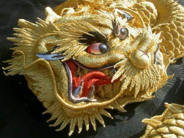 * gratitude. great special price @... gold dragon embroidery @ futoshi hand drum pcs Japanese sovenir jacket festival miscellaneous goods ornament worker handmade 