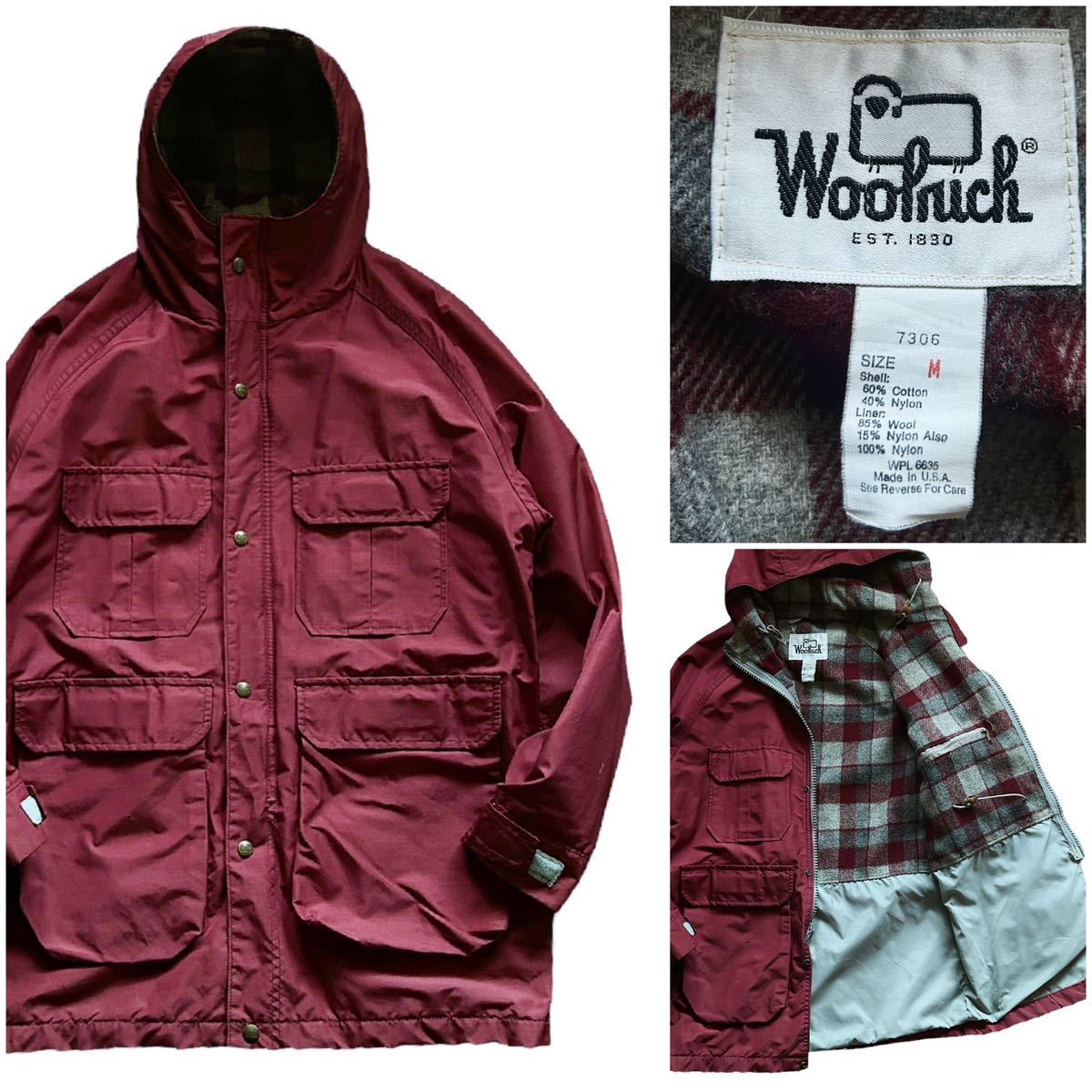 USA製 70's WOOLRICH ウールリッチ ヴィンテージ マウンテン パーカ ジャケット エンジ Mサイズ ラグラン アメリカ トラッド ゴアテックス