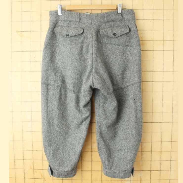 70s 80s USA製 Woolrich ウール クロップド パンツ グレー W33相当 4ポケット TALON アメリカ古着_画像4