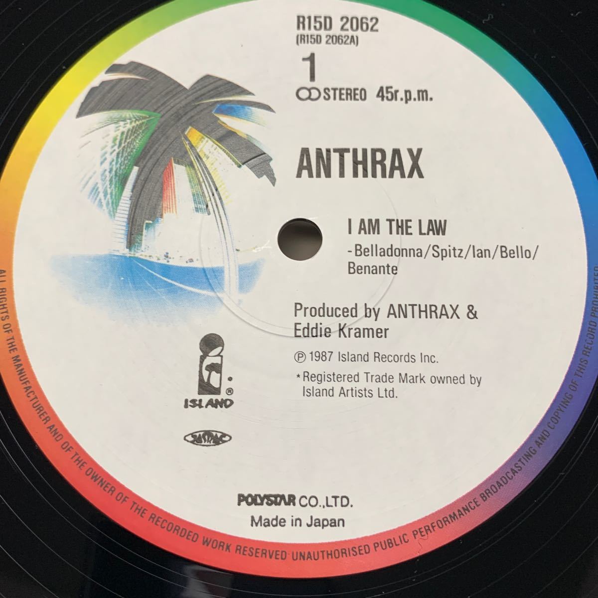 Anthrax I Am The Law 国内盤帯付きレコード美品_画像4